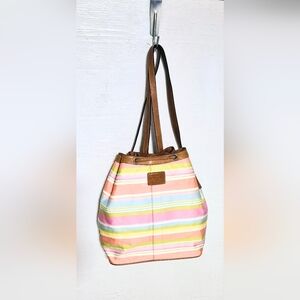 COACH: Striped Drawstring Backpack